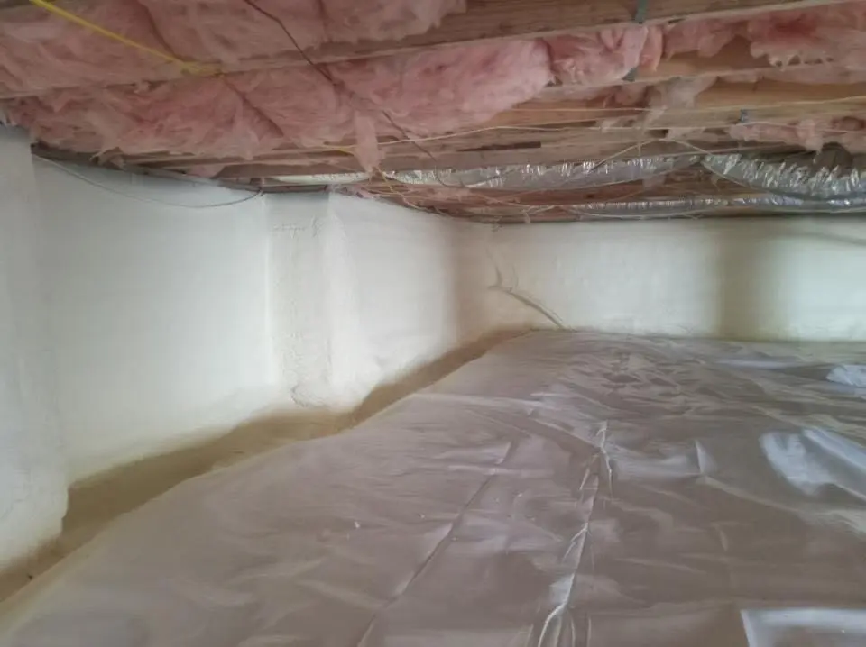 Crawl space encapsulation with closed-cell spray foam for Attic Insulation in Logan